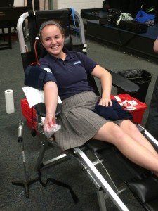 Rachel Allen '15 helping to save lives! Photo by: Taehlor Rapin
