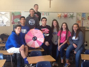 Members of the PR class with the "Pink" Prize Wheel.  Photo by: Mrs. Chaltraw