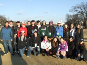 Some of the NCC students attending the March for Life. Photo by: Pete Bartels